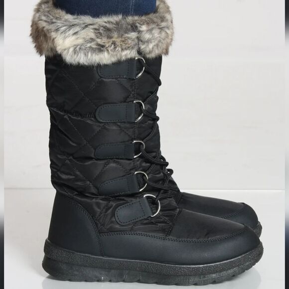 ATHLETECH WOMEN"S MARTY SNOW WATER-RESISTANT LACE UP FAUX FUR COLLAR BOOT - Picture 1 of 14